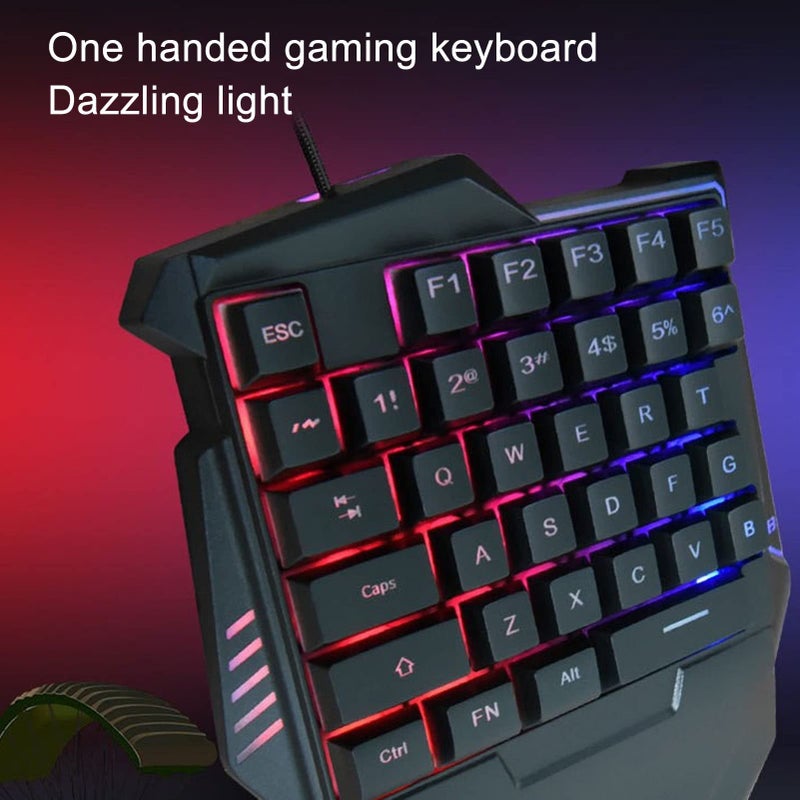 One Handed 35 Keys RGB Mechanical Gaming Keyboard With USB Ergonomic Backlight For PC - Image 5