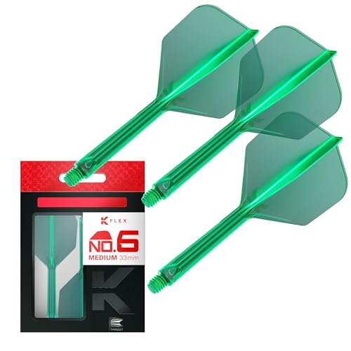 Target Darts K Flex Integrated Dart Flights and Shafts, No.6 Green (Medium) | Pack of 3 K-Flex - No6, Kflex All in One Moulded Dart Flight & Stem | Professional Dart Accessories - Image 1