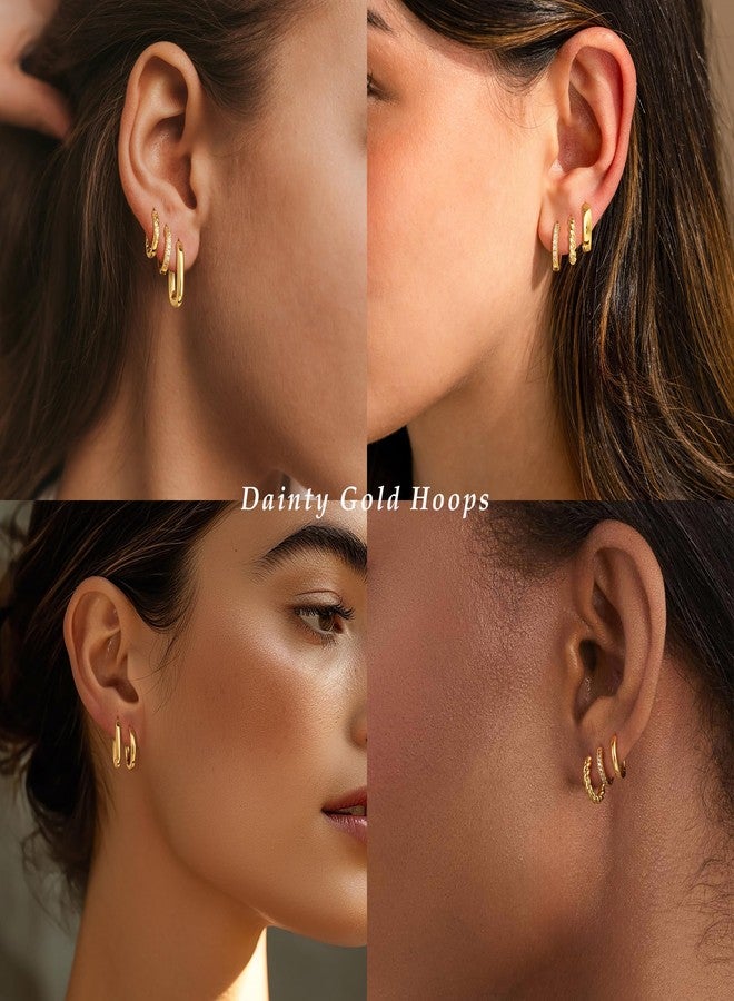 Moodear Gold Hoop Earrings for Women Trendy - Small Earrings Set Dainty 14K Gold Plated Hypoallergenic Huggie Hoop Earrings for Women Gold Jewelry for Women Gift - Image 4