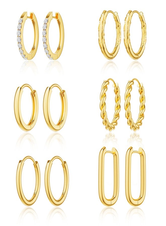 Moodear Gold Hoop Earrings for Women Trendy - Small Earrings Set Dainty 14K Gold Plated Hypoallergenic Huggie Hoop Earrings for Women Gold Jewelry for Women Gift - Image 1