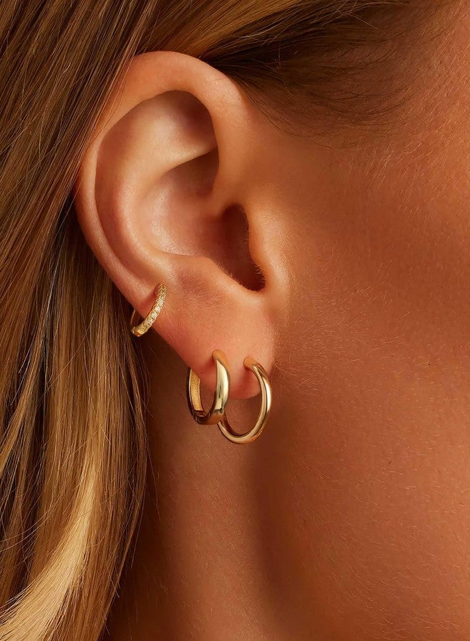 Moodear Gold Hoop Earrings for Women Trendy - Small Earrings Set Dainty 14K Gold Plated Hypoallergenic Huggie Hoop Earrings for Women Gold Jewelry for Women Gift - Image 5
