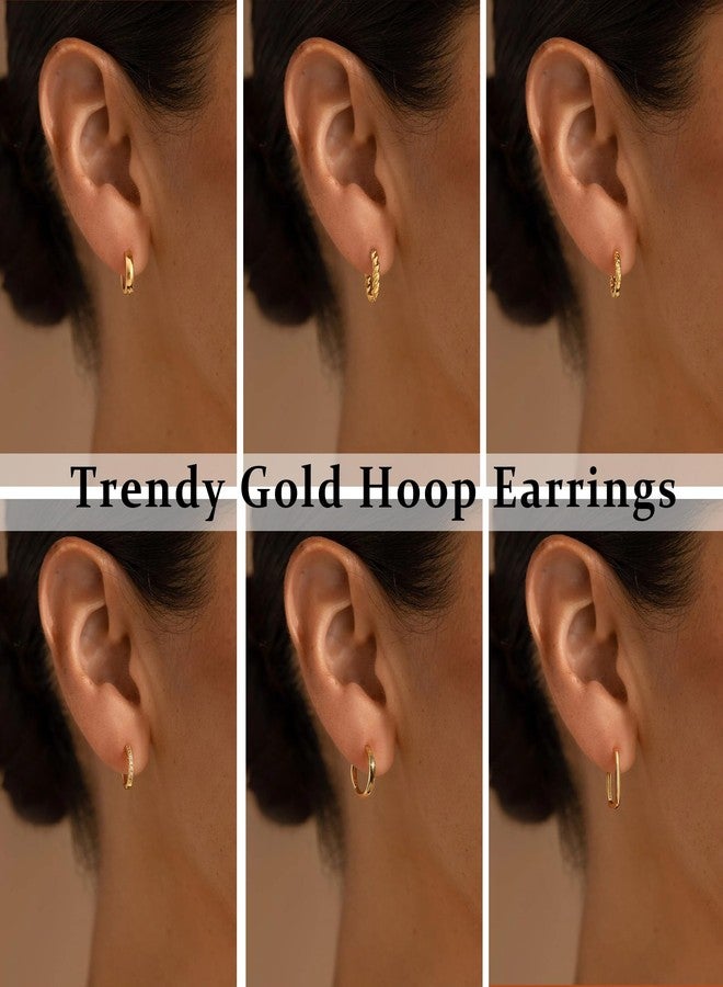 Moodear Gold Hoop Earrings for Women Trendy - Small Earrings Set Dainty 14K Gold Plated Hypoallergenic Huggie Hoop Earrings for Women Gold Jewelry for Women Gift - Image 3