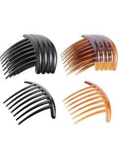 Tatuo 20 Pieces 7 Tooth French Twist Comb Plastic Hair Clip Hair Side Combs Hair Accessory for Women Girls (Black and Brown)  - Image 1
