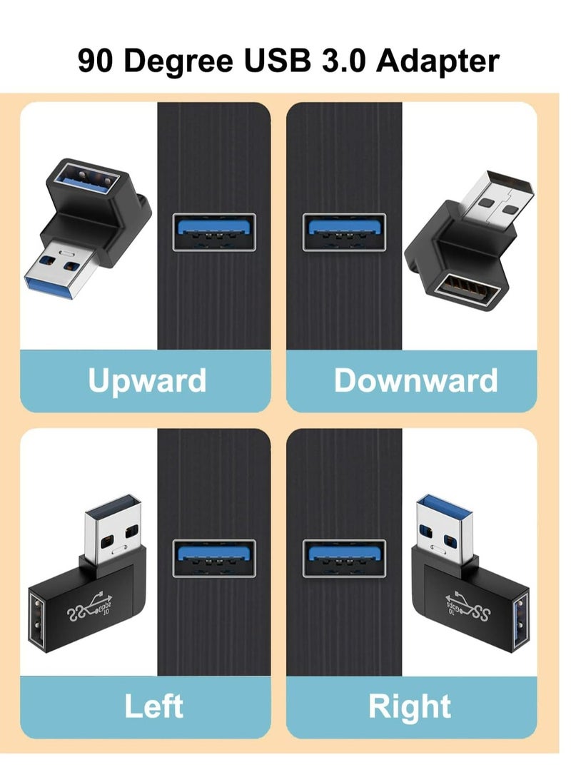 Oasisgalore - 4 Pack 90° USB 3.0 Adapters, Vertical/Horizontal Male to Female Extenders - Image 1