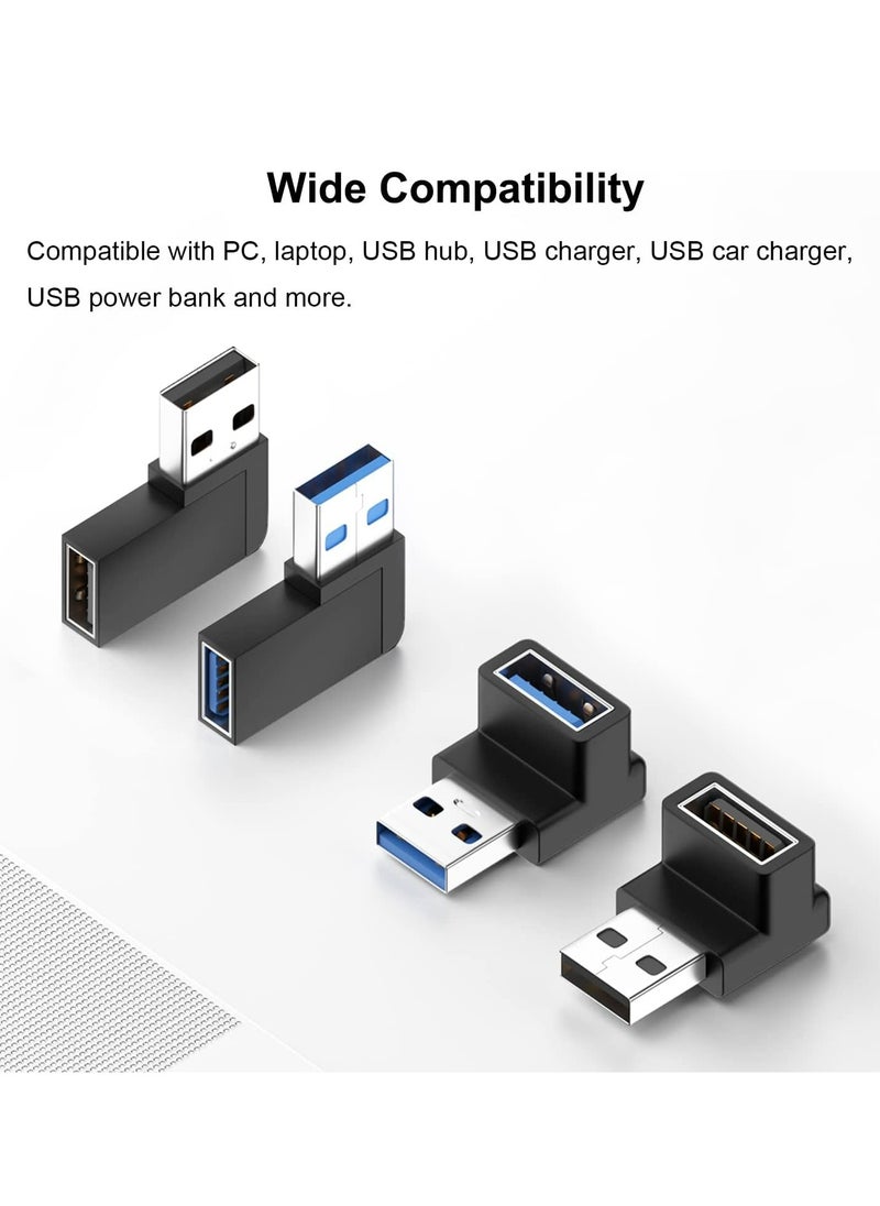 Oasisgalore - 4 Pack 90° USB 3.0 Adapters, Vertical/Horizontal Male to Female Extenders - Image 1