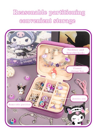 36PCS Charm Bracelet Making Kit, Girls Beads for Jewelry Making Kit, with Jewelry Box, for DIY Craft Jewelry Gift, For 7-14 Year Old Girl（Purple） - view 3