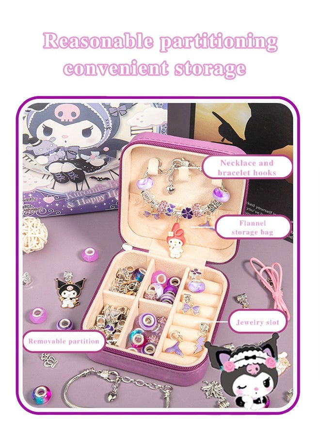 Sanrio - 36PCS Charm Bracelet Making Kit, Girls Beads for Jewelry Making Kit, with Jewelry Box, for DIY Craft Jewelry Gift, For 7-14 Year Old Girl（Purple） - Image 1