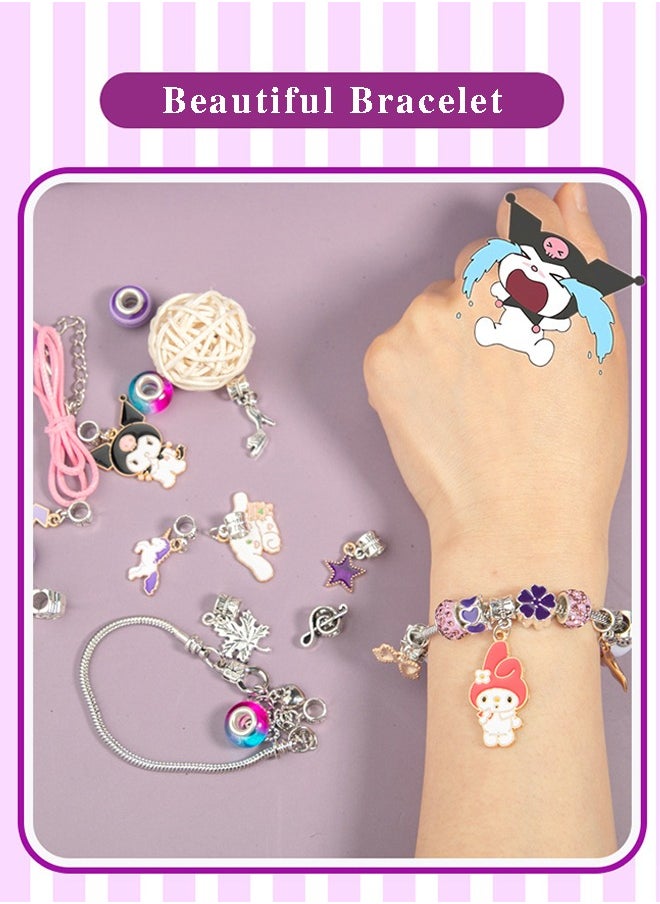 Sanrio - 36PCS Charm Bracelet Making Kit, Girls Beads for Jewelry Making Kit, with Jewelry Box, for DIY Craft Jewelry Gift, For 7-14 Year Old Girl（Purple） - Image 1