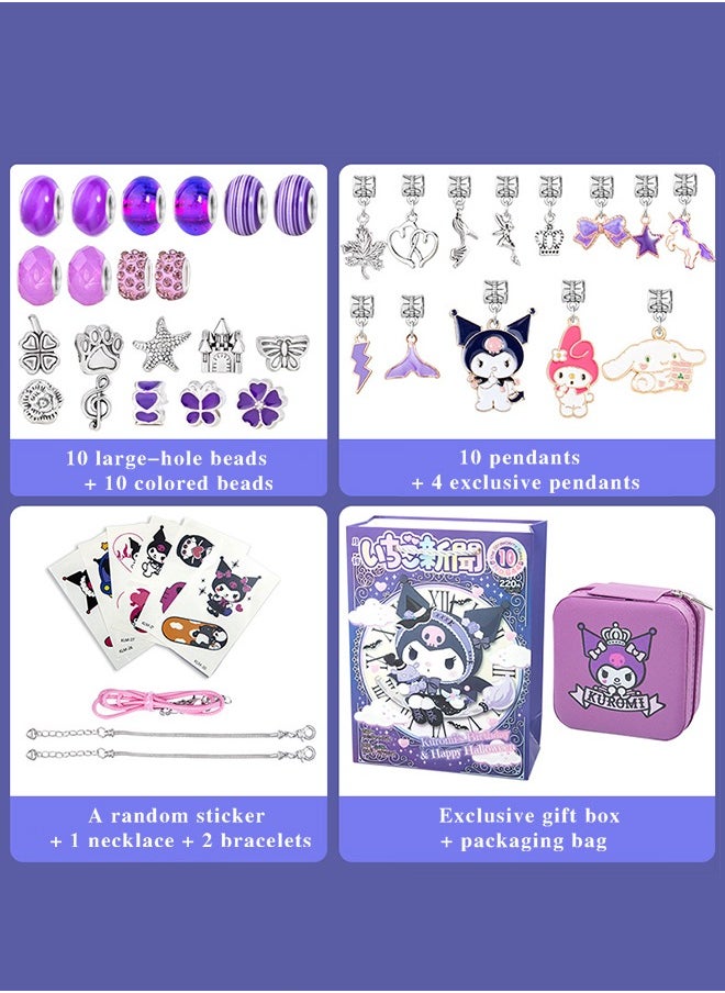 Sanrio - 36PCS Charm Bracelet Making Kit, Girls Beads for Jewelry Making Kit, with Jewelry Box, for DIY Craft Jewelry Gift, For 7-14 Year Old Girl（Purple） - Image 1