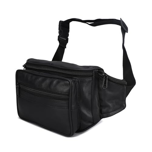 LB LEATHERBOSS Leatherboss Genuine Leather Fanny Travel Outdoor hiking Cell phone holder pouch Wallet purse for men women, Black - Image 3