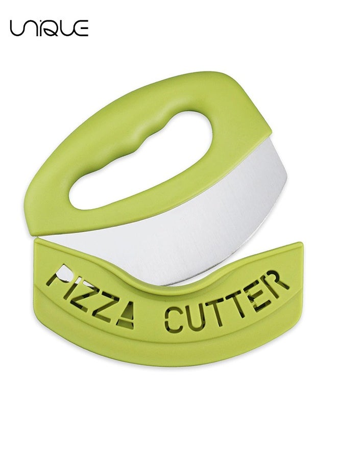 Unique Premium Pizza Cutter - Super Sharp Stainless Steel Pizza Cutters Rocker/Slicer/Blade/Knife with Cover Multi Function Kitchen Tools,Dishwasher Safe(Green)  - Image 1