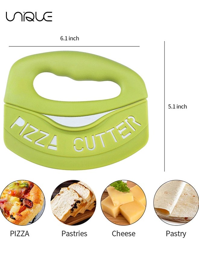 Unique Premium Pizza Cutter - Super Sharp Stainless Steel Pizza Cutters Rocker/Slicer/Blade/Knife with Cover Multi Function Kitchen Tools,Dishwasher Safe(Green)  - Image 2