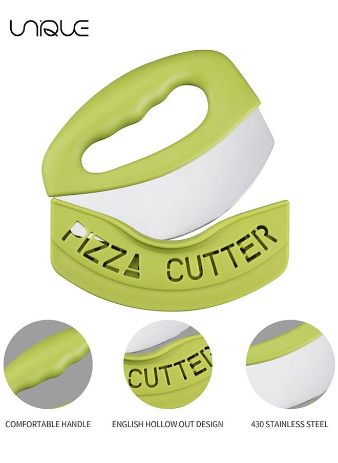 Unique Premium Pizza Cutter - Super Sharp Stainless Steel Pizza Cutters Rocker/Slicer/Blade/Knife with Cover Multi Function Kitchen Tools,Dishwasher Safe(Green)  - Image 3