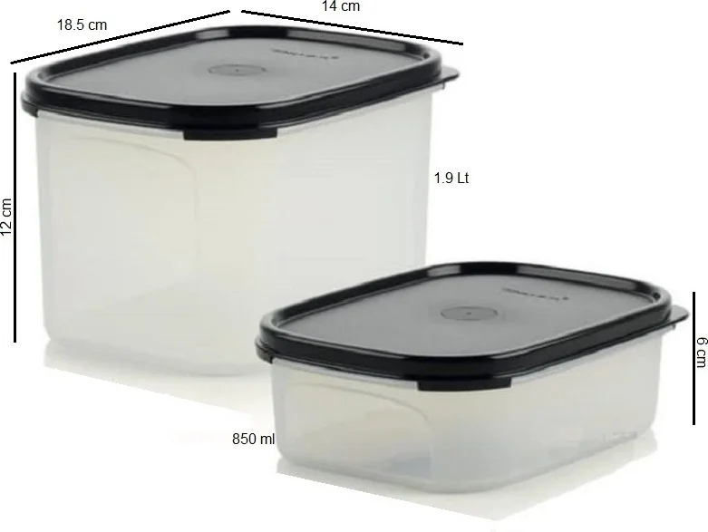 Tupperware Compact Storage Container 2-Pack 850 ml 1.9 lt Multi-Purpose Set