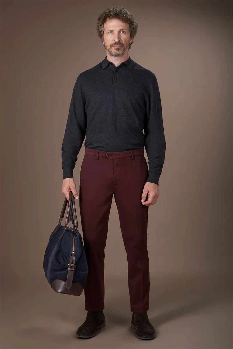 Classic men's chinos in regular fit with stretch twill construction - Bordeaux