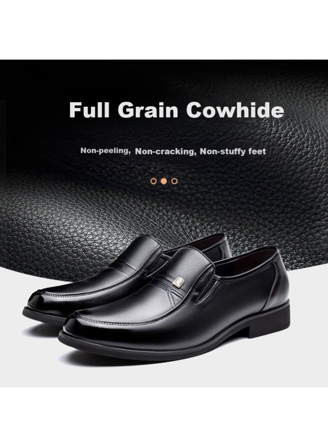 Laorentou Laorentou Men's Leather Shoes, Casual Shoes For Middle-aged Men, Genuine Leather, All-season Breathable Business Shoes, Dad Shoes, Tla225, Black, Size 38 - Image 1