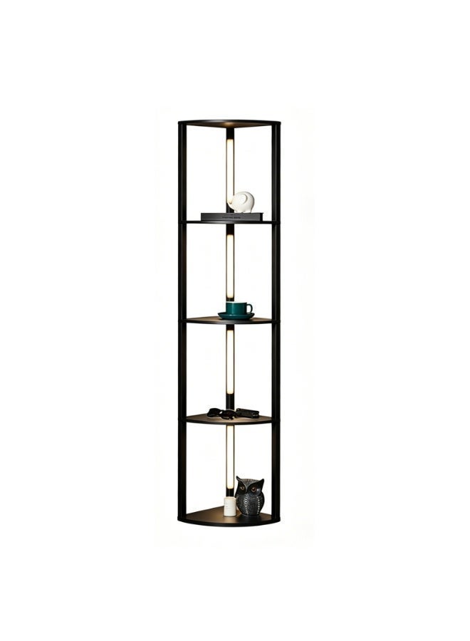 Sharpdo 4-Tier Corner Shelf Floor Lamp, Solid Wood LED Display Rack with 3 Color Temperatures, Adjustable Brightness and Foot Switch, 162 x 30 x 30 cm, Black - Image 3