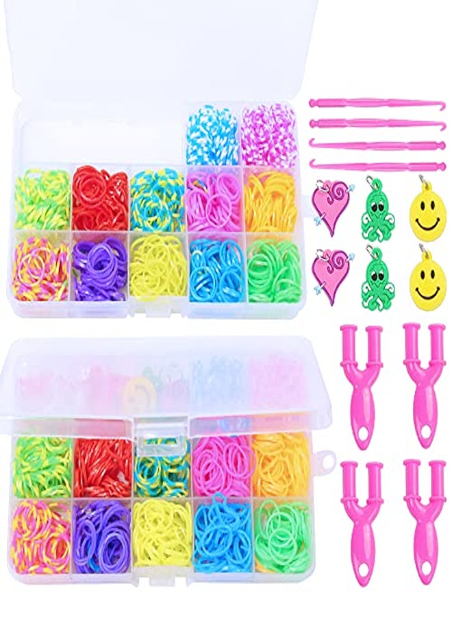 HigTun Rubber Bands Kit 12 Bright Colours, DIY Braided Making Loom Bracelets