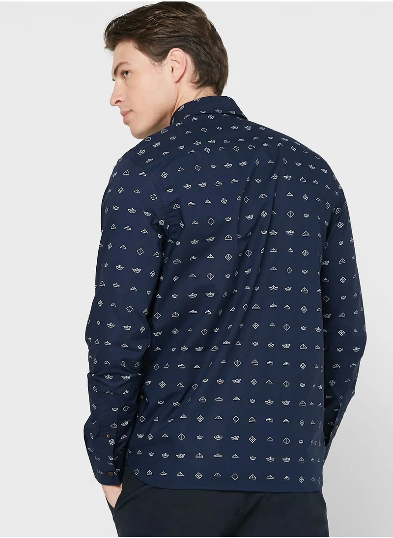 Ted Baker Paper Boat Print Regular Fit Shirt