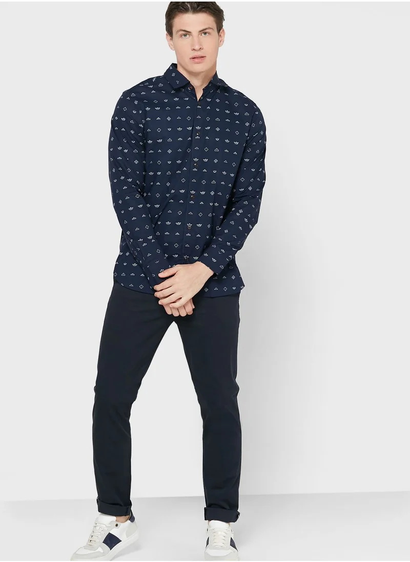 Ted Baker Paper Boat Print Regular Fit Shirt