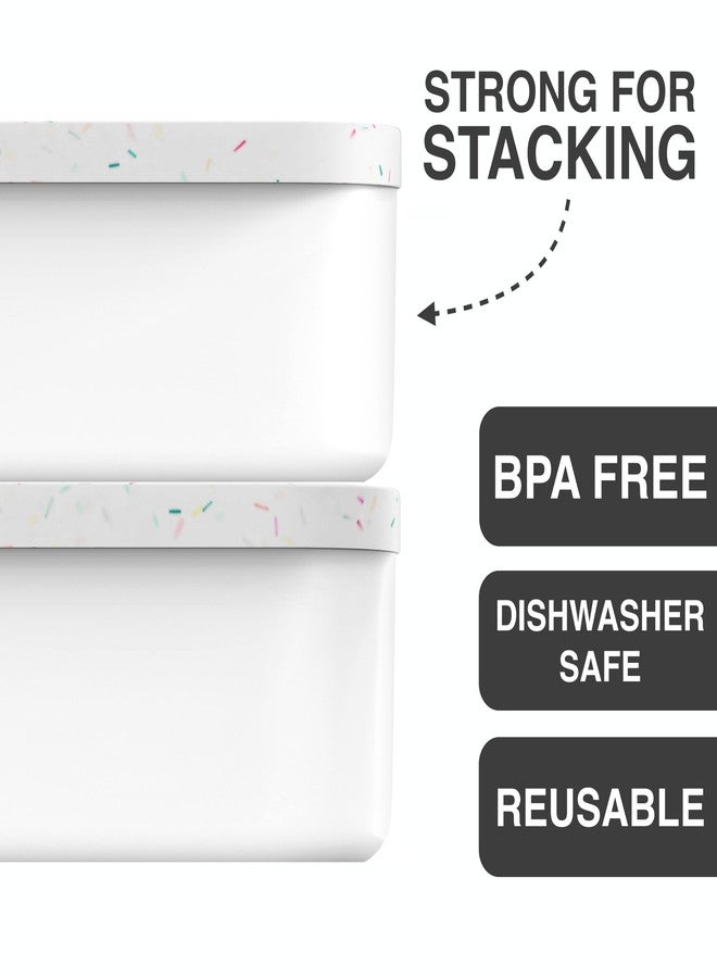 BALCI,Ice Cream Container,2 Quart,Perfect Reusable Freezer Storage for Homemade Ice Cream Tubs for Sorbet, Frozen Yogurt and Gelato!,Flexible Silicone Lids, Long Scoop, Stackable,White with Sprinkles - Image 5