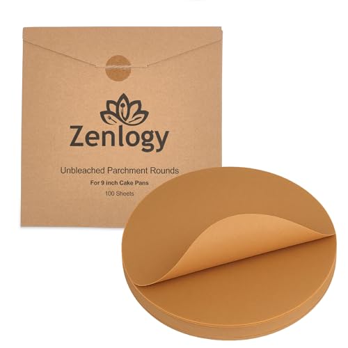 Zenlogy 9 Inch Parchment Paper Rounds (100 Sheets) - Unbleached, Pre-cut, High Heat, Round Liners - Fits 9 inch Round Cake Pans - Image 1