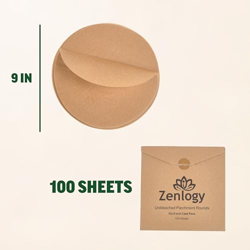 Zenlogy 9 Inch Parchment Paper Rounds (100 Sheets) - Unbleached, Pre-cut, High Heat, Round Liners - Fits 9 inch Round Cake Pans - Image 4
