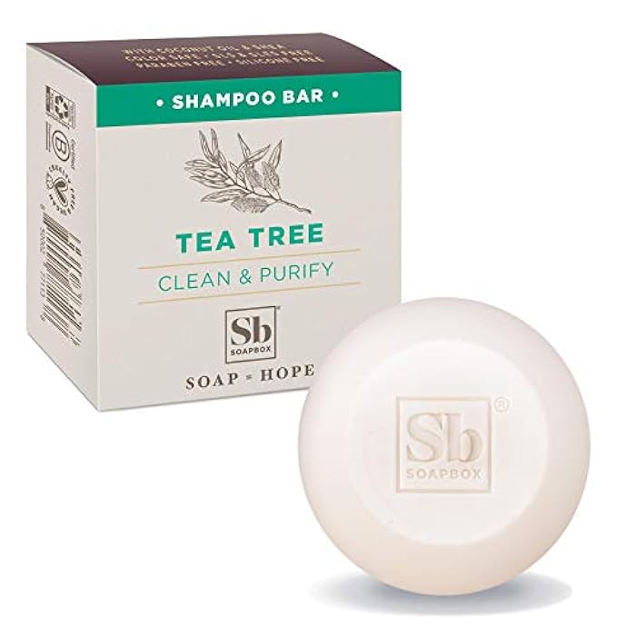 Soapbox Tea Tree Shampoo Bar for Dry Scalp | Natural, Eco Friendly, Vegan | Color Safe, free of Sulfates, Parabens, Silicones, Cruelty Free, 3.1oz (Pack of 1) - Image 1