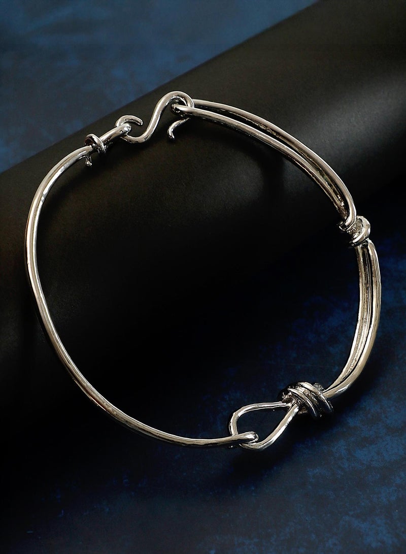 SOHI Women The Knotted-Bar Collar Necklace | Chrome  Colour | One-Size | Metallic Alloy Material | S-Hook Closure | Necklace For Casual & Evening Wear - Image 1