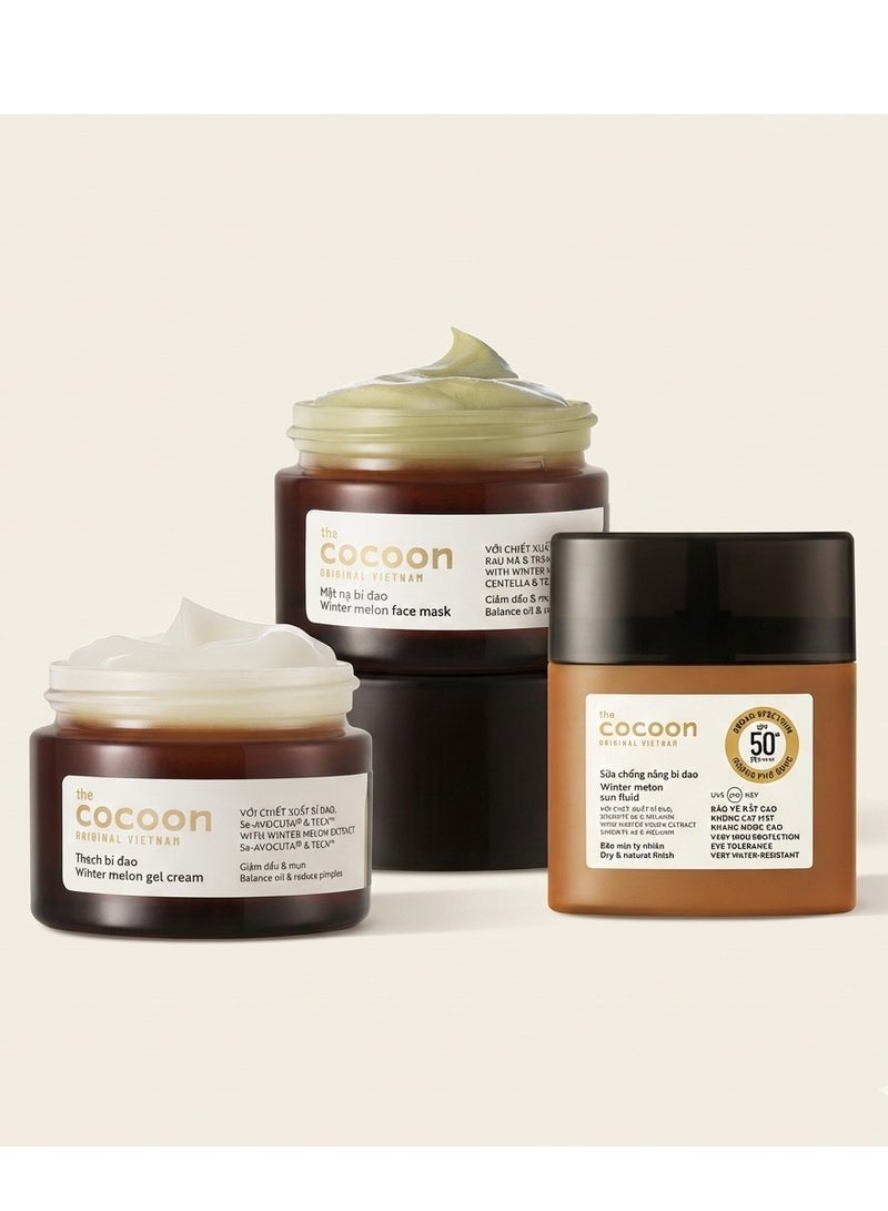 ذا كوكوون أورجنال فيتنام توفير 15% مع الباقات | مجموعة وينتر ميلون للترطيب والحماية – كريم جل وماسك للوجه 30 مل لكل منتج وواقي شمس 50 مل + هدية مجانية - Image 1