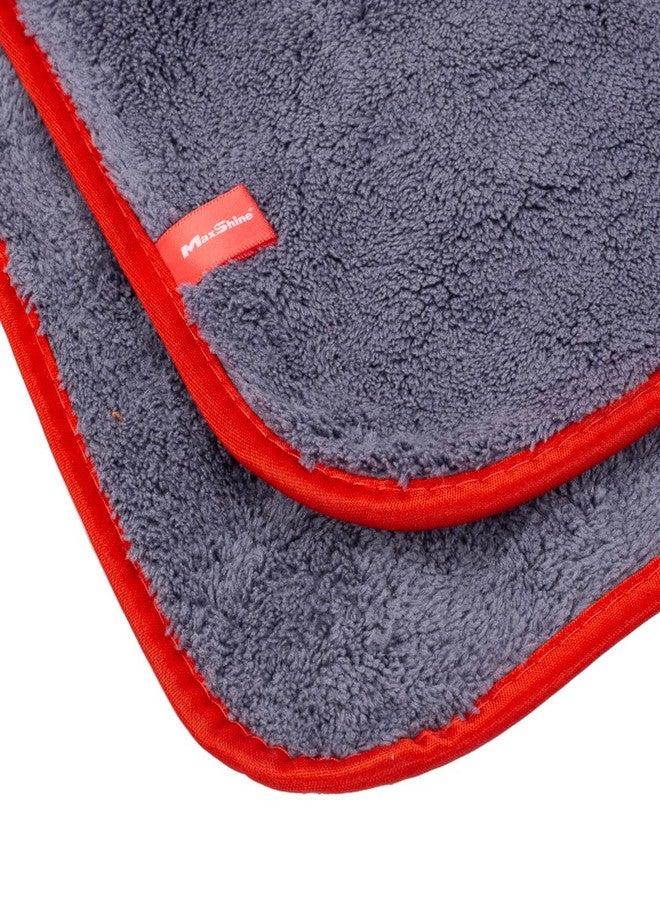 Maxshine 16" x 24" Universal 2-Pack 600GSM Ultimate Gray Crazy Microfiber Towels with Silver Silk Border - Ultra-Soft, Super Absorbent - Ideal for Car Detailing & Drying - Image 3