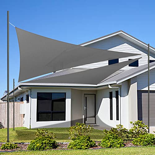HIPPO Triangle Shade Sail Affordable & Premium 180 GSM Sun Shade UV Block for Outdoor Car Parking Garden (Charcoal-Grey, 12FTX12FTX12FT) - Image 1
