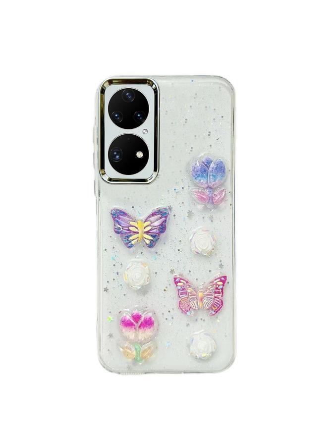 Zaboon Case For Huawei P50 Pro 3D Colorful Crystal Butterfly TPU Phone Case - Image 1