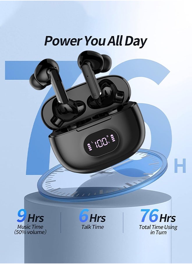 UNUNS Wireless Earbuds Bluetooth 5.3 Headphones,55H Playtime Ear Buds With LED Power Display Charging Case, Earphones In-Ear Earbud With Microphone For iPhone Android Cell Phone Laptop Sport,Black  - Image 4