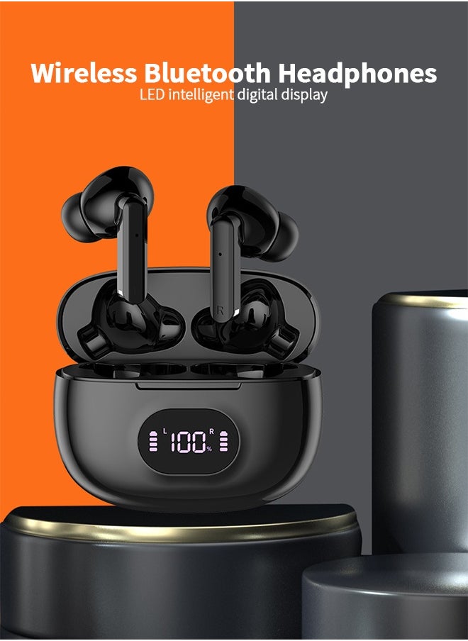 UNUNS Wireless Earbuds Bluetooth 5.3 Headphones,55H Playtime Ear Buds With LED Power Display Charging Case, Earphones In-Ear Earbud With Microphone For iPhone Android Cell Phone Laptop Sport,Black  - Image 2