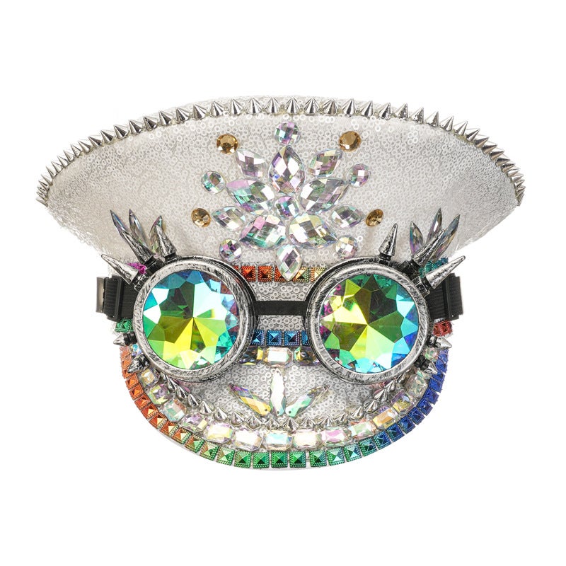 Sequined Cap Burning Man Festival Hat Handmade Rhinestone Decoration Bachelor Party Hat Stage Performance Cap - Image 4