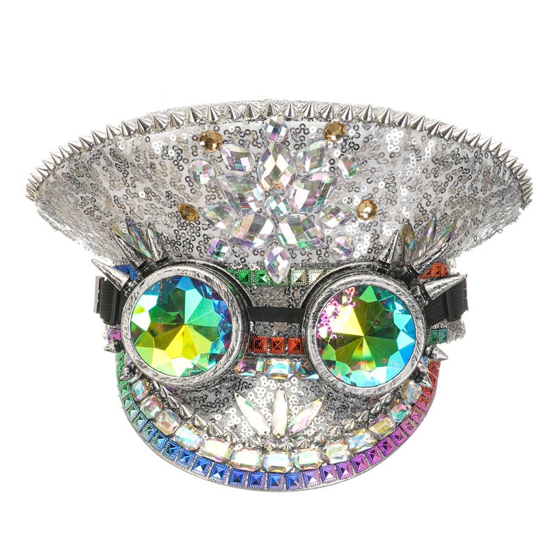 Sequined Cap Burning Man Festival Hat Handmade Rhinestone Decoration Bachelor Party Hat Stage Performance Cap - Image 1