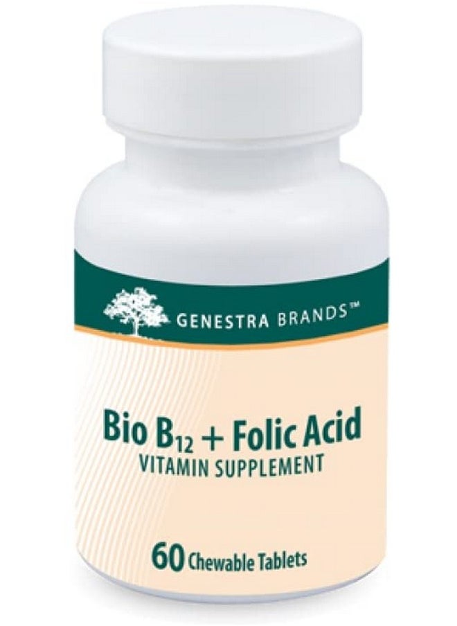 جنيسيس - Genestra Brands Bio B12 + Folic Acid | مكمل غذائي | 60 قرصًا قابلًا للمضغ - Image 1