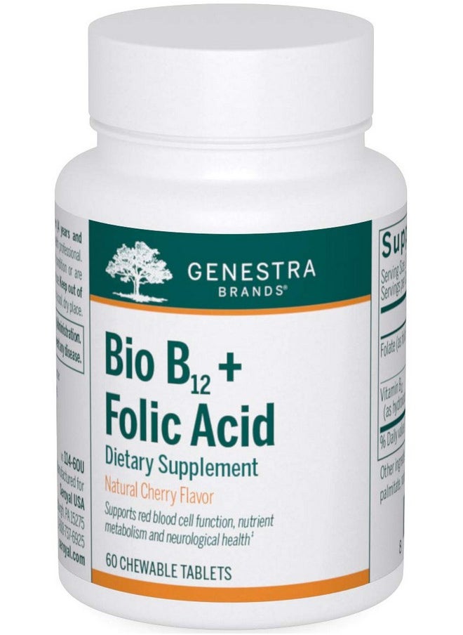 جنيسيس - Genestra Brands Bio B12 + Folic Acid | مكمل غذائي | 60 قرصًا قابلًا للمضغ - Image 1
