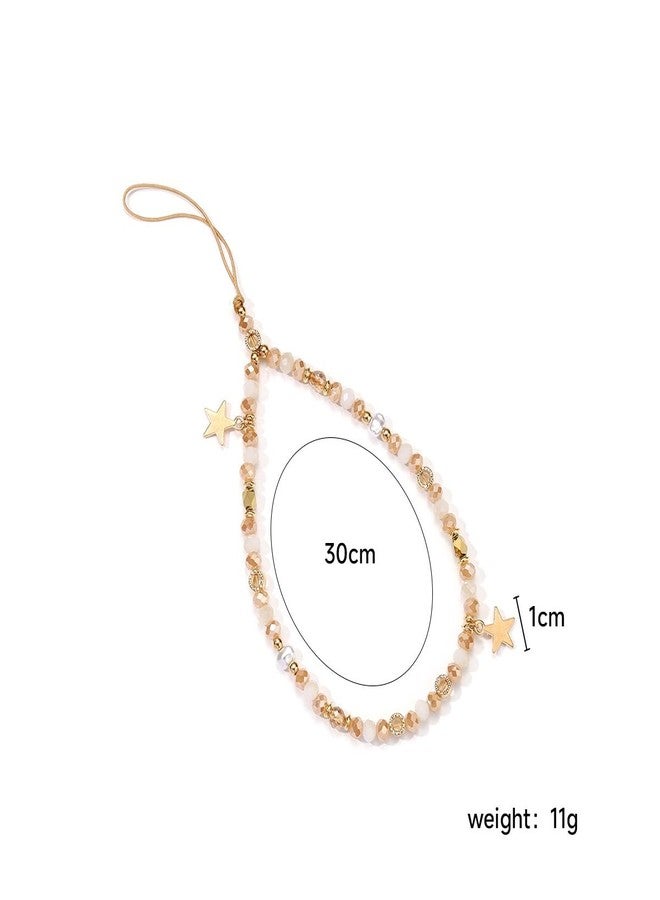 DPWOUM 1Pcs Blue Beaded Five-Pointed Star Pendant Beaded Phone Chain Bracelet Wrist Lanyard,Cute Camera Charm Strap Bag Accessories for Women - Image 2