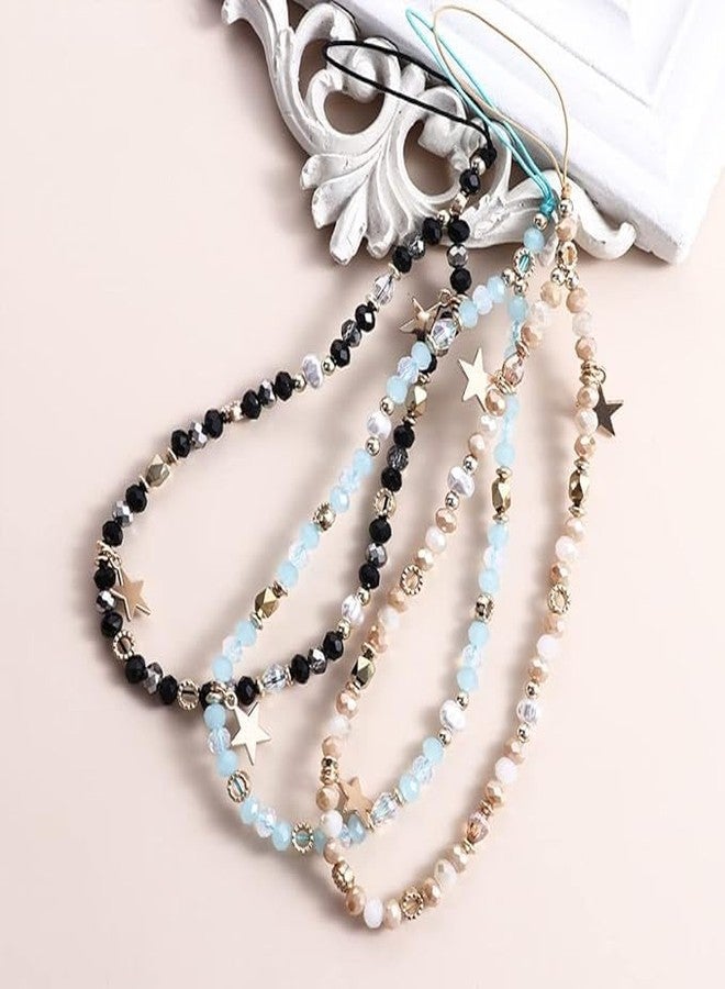 DPWOUM 1Pcs Blue Beaded Five-Pointed Star Pendant Beaded Phone Chain Bracelet Wrist Lanyard,Cute Camera Charm Strap Bag Accessories for Women - Image 5