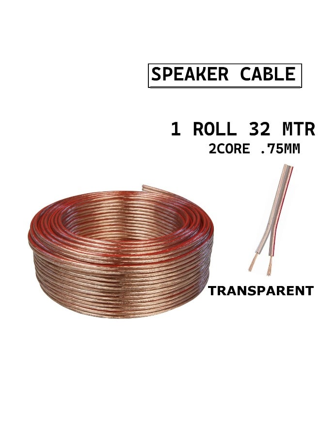 melfi 2 Core .75mm Speaker Cable Wire - Ideal For Home Hifi/car Audio, 32mtr For Car Speakers, Stereos, Subwoofers And Home Theater (TRANSPARENT)  - Image 2