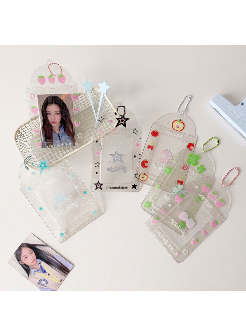 NIBEMINENT 1 - Piece Original And Transparent PVC Kpop Photo Card Holder Pendant Key Chain ID Badge Holder ID Card Holder Photo Card Protector for School ID Office ID Access Card for Women Girls - Image 3
