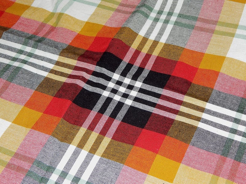 HOME COLORS.IN HOME COLORSIN Mammoth Plaid 4 Seater Square Table Cover 100 Cotton Yarn Dyed Hand Woven Machine Washable Durable Dining Table Cloth 60 x 60 Inch Red and Yellow - Image 3