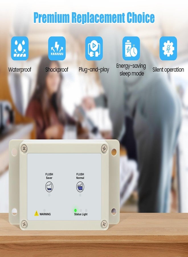 Zuomeng 36387 RV Toilet Switch Panel, Wall Switch with Dual Flush Mode, Auto-Clean, LED Water Indicator, Compatible with Double Button Style Tecma Silence Plus 2006-Present for RV & Marine - Image 5