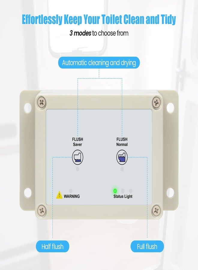 Zuomeng 36387 RV Toilet Switch Panel, Wall Switch with Dual Flush Mode, Auto-Clean, LED Water Indicator, Compatible with Double Button Style Tecma Silence Plus 2006-Present for RV & Marine - Image 4