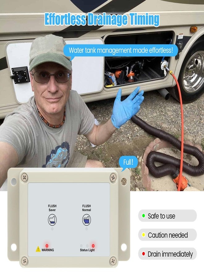 Zuomeng 36387 RV Toilet Switch Panel, Wall Switch with Dual Flush Mode, Auto-Clean, LED Water Indicator, Compatible with Double Button Style Tecma Silence Plus 2006-Present for RV & Marine - Image 3