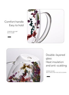 Haidue Double Walled Glass Cup with Handle and Flower 350ml  - Image 3