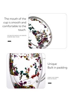 Haidue Double Walled Glass Cup with Handle and Flower 350ml  - Image 2