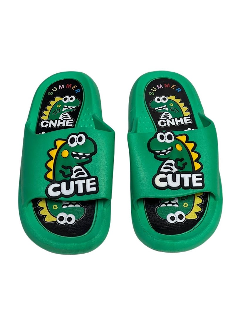 QSHOP Cute Dinosaur Slide Sandals for Kids Boys Girls Non-Slip Quick Dry Shower Slippers Open Toe Shoes for Indoor Outdoor Beach Bathroom Children's slippers  - Image 1